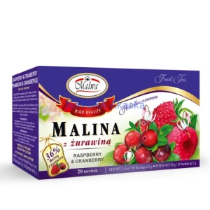 Herbata malinowa + żurawina 20x2g