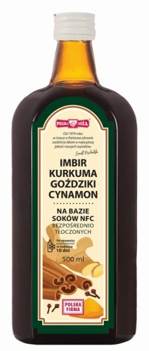 5906841442007 IMBIR KURKUMA GOŹDZIKI CYNAMON na bazie soków NFC 500ml POLSKA RÓŻA