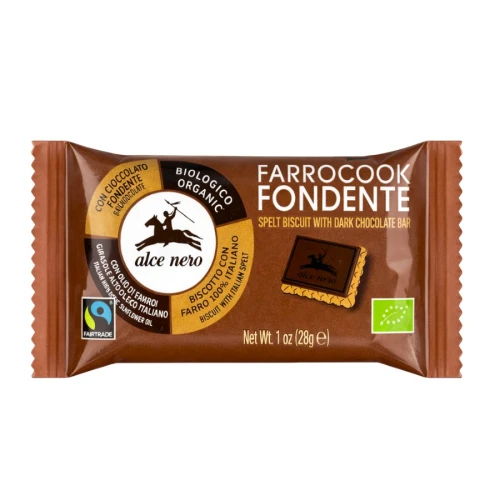 8009004901308 ALCE NERO Herbatniki orkiszowe z czekoladą gorzką FAIR TRADE BIO 28g