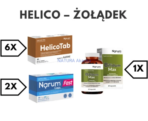 2904624523021 HELICO ŻOŁĄDEK zestaw Narum W HelicoTab Narum Fast Narum Bifidum Max