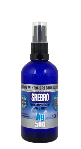 5901138325070 Mikro-Srebro koloidalne SPRAY Ag500 50ppm 100ml PRO AKTIV - płyn do płukania jamy ustnej