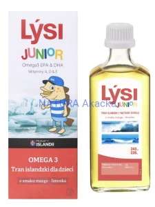 LYSI Tran islandzki dla dzieci o smaku mango-limonka 240ml