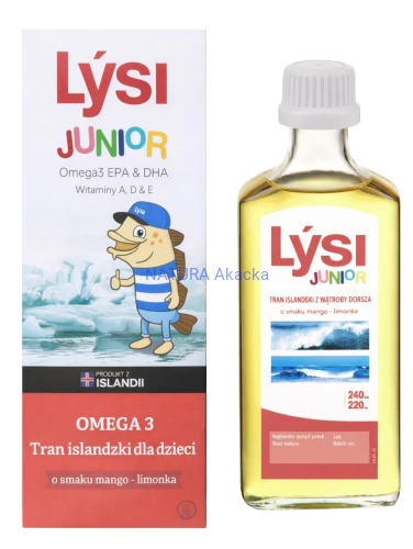 5690548868085 LYSI Tran islandzki dla dzieci o smaku mango-limonka 240ml