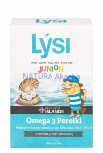 LYSI Junior Omega 3 perełki o smaku gumy balonowej 60 kapsułek