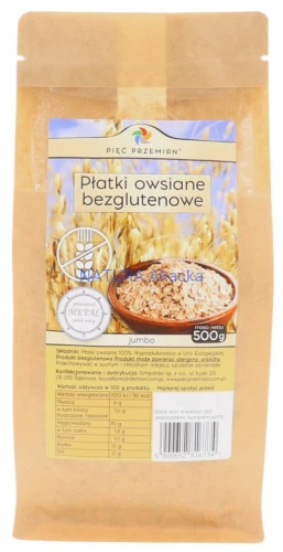 5900652816774 PIĘĆ PRZEMIAN Płatki owsiane bezglutenowe JUMBO 500g