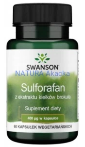 SWANSON Sulforafan - ekstrakt z kiełek brokuła 400mcg, 60kaps.