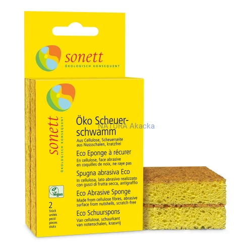 4007547605206 Sonett Eko-gąbka do szorowania z warstwą szorującą w 100% z łupin migdałów i orzechów laskowych - cena za 2 szt. w dwupaku