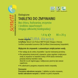 Sonett Tabletki do zmywarki 1,6 kg, 80 sztuk
