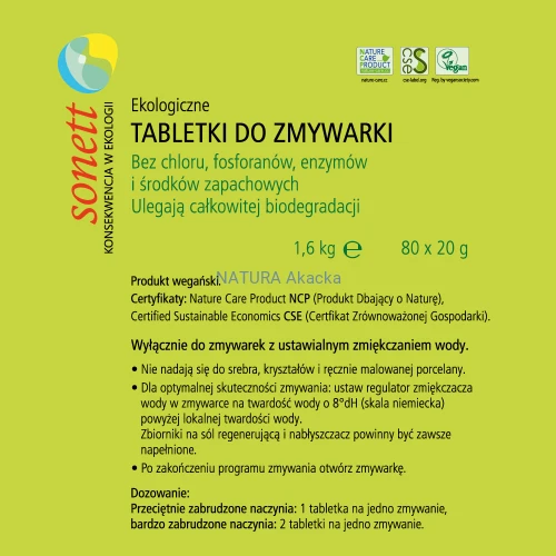 4007547403116 Sonett Tabletki do zmywarki 1,6 kg, 80 sztuk